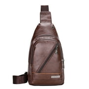 Cbcbtwo Mens Soft Leather Chest Bag Stylish One-Shoulder Bag Waterproofing Casual Business Crossbody Sling Bag