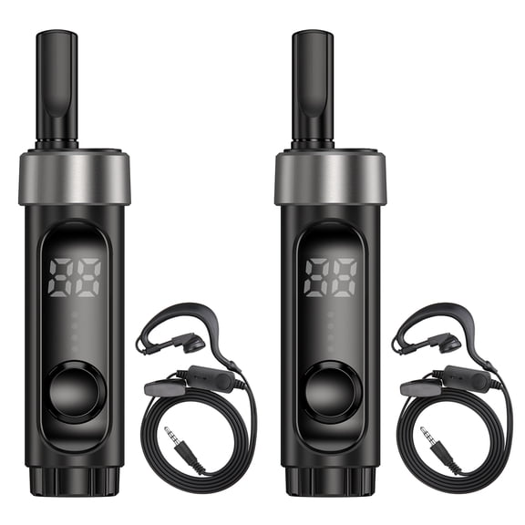 Cbcbtwo N4s Max Walkie Talkies,Portable Two Way Radio Long Range Rechargeable,with Earpiece,Suitable for Family Barber Shop Restaurant(2 Pack,Grey)