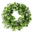 thumbnail image 1 of Cbcbtwo St Patricks Day Wreath Decor, 16.5 in Artificial Shamrock Wreath for Front Door Artificial Greenery Clover Wreath for Irish St. Patrick's Day Decoration Wall Window Outdoor Indoor Home Decor, 1 of 6