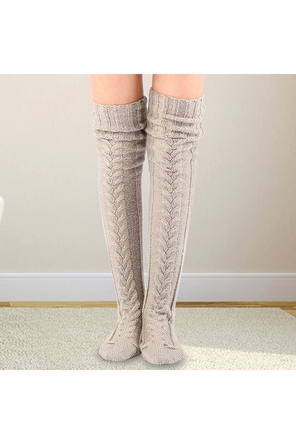 Women's Extra Long Cable Knit Thigh High Socks, Winter Warm Over the Knee Boot Stockings, Cozy Leg Warmers for Daily Wear & Lounging