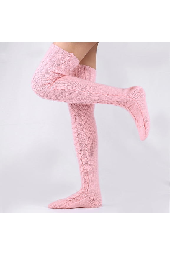 Women's Extra Long Cable Knit Thigh High Socks, Winter Warm Over the Knee Boot Stockings, Cozy Leg Warmers for Daily Wear & Lounging