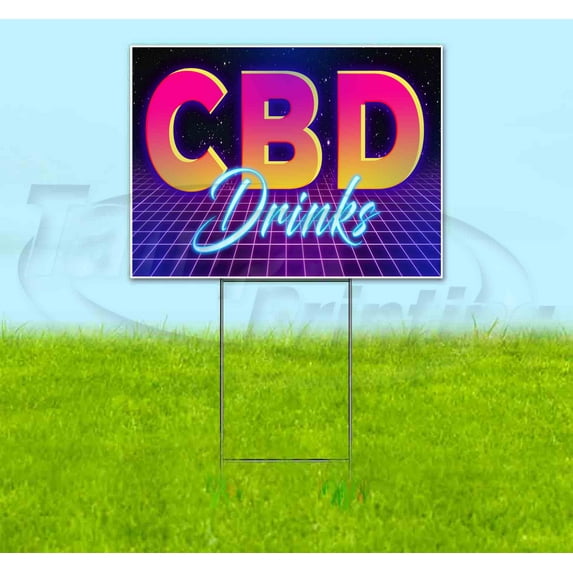 Cbd Drinks (18" x 24") Yard Sign, Includes Metal Step Stake