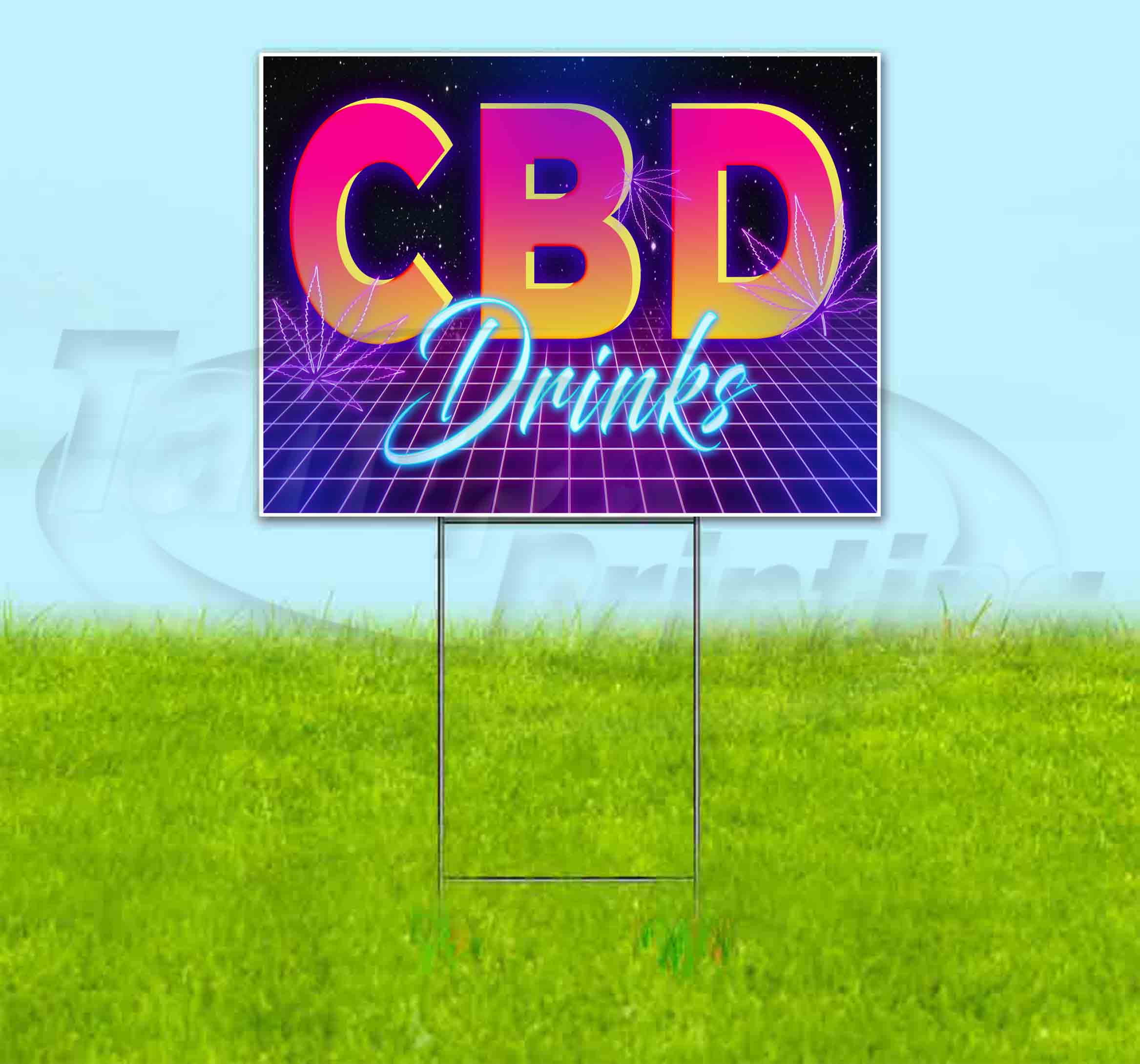 Cbd Drinks (18" x 24") Yard Sign, Includes Metal Step Stake