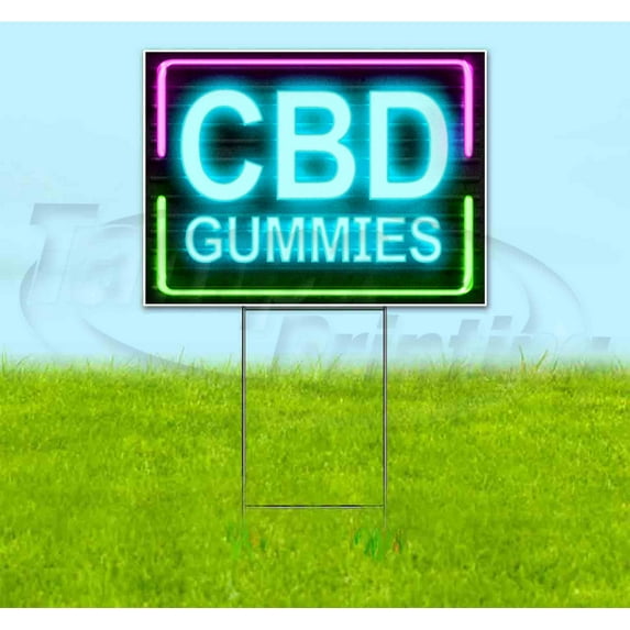 Cbd Gummies Neon (18" x 24") Yard Sign, Includes Metal Step Stake