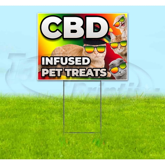 Cbd Infused Pet Treats (18" x 24") Yard Sign, Includes Metal Step Stake