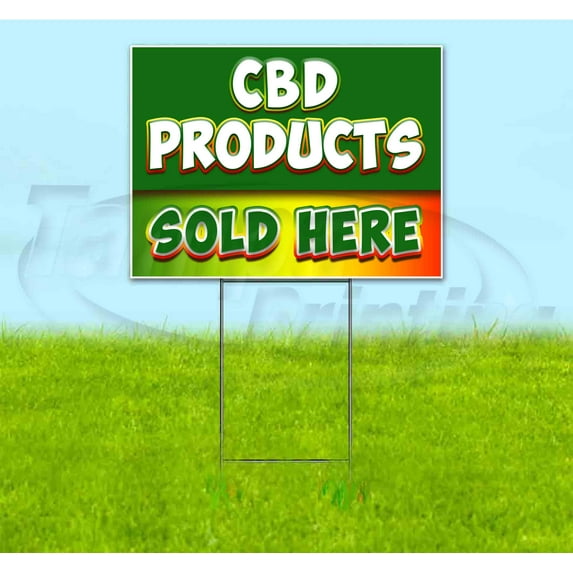 Cbd Products Sold Here (18" x 24") Yard Sign, Includes Metal Step Stake