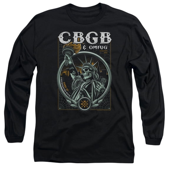 CBGB Liberty Skull Adult Long Sleeve T-Shirt Black