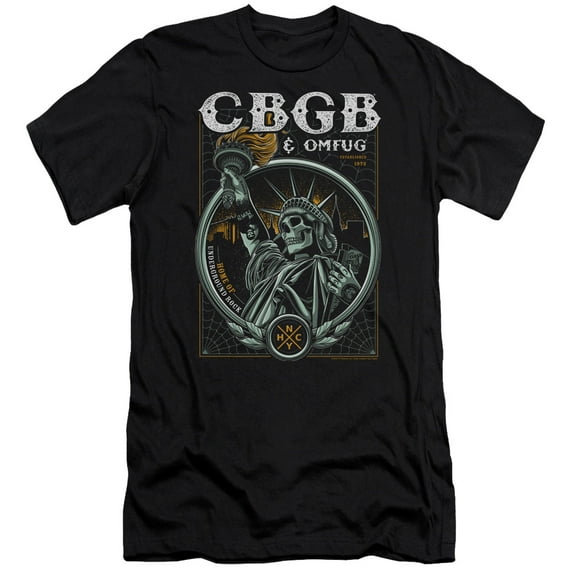 CBGB Liberty Skull Premium Adult 30/1 T-Shirt Black