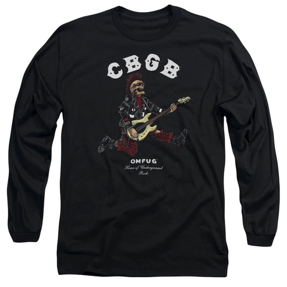 CBGB Skull Jump Long Sleeve Adult 18/1 T-Shirt Black