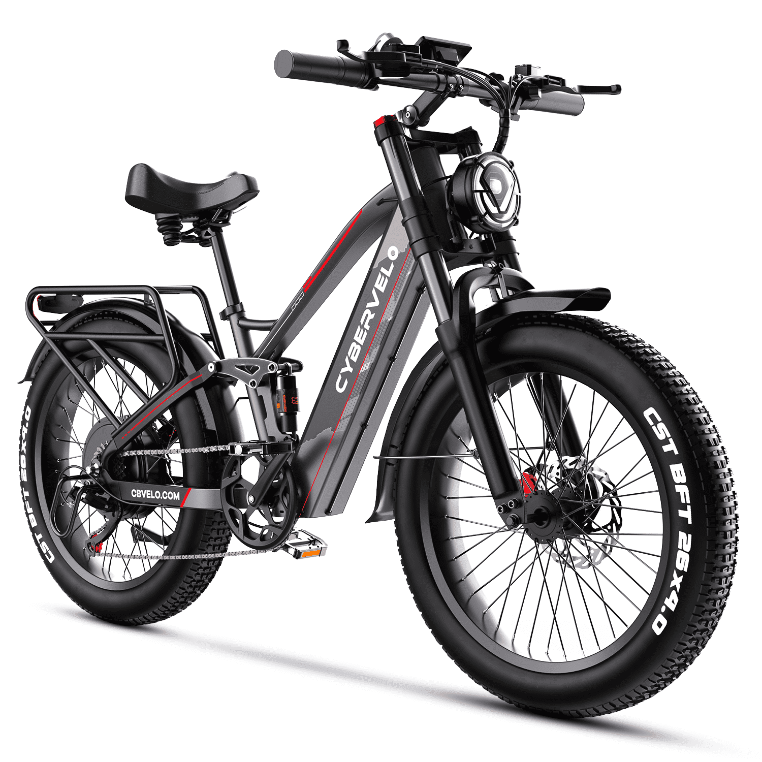 CBVELO Electric Bike for Adults, 5000W Ebike, 50MPH 100Miles Electric Mountain Bike, 26"Fat Tire with 60V 50AH Battery Full Suspension Electric Cruiser Bike