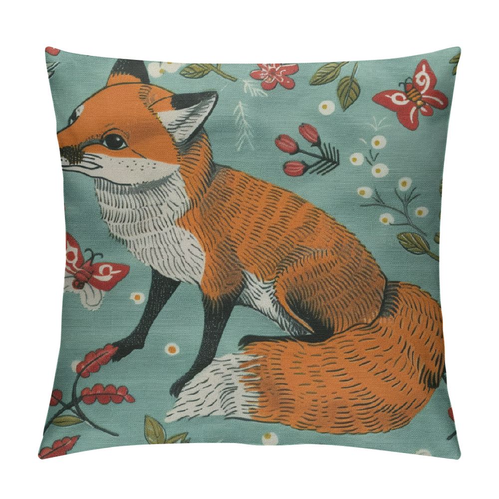 Cbxzyzzc Animal Throw Pillow Cushion Cover, Cartoon Style Forest