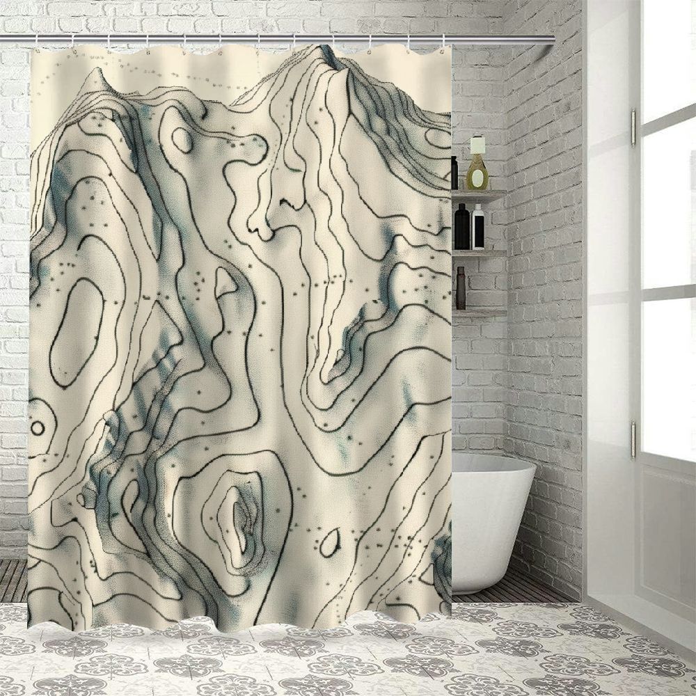 Cbxzyzzc Bathroom Shower Curtain Topographic Map Space for Copy Line