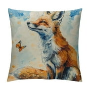 Cbxzyzzc Fox Pillow Covers,Vintage Watercolor Butterfly Fox Couch Pillow Covers,Pillow Decorative for Sofa Home Living Room Bedroom White