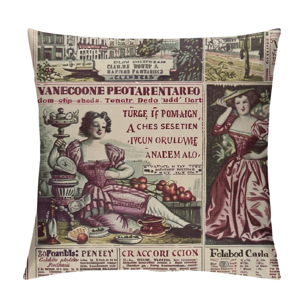 Cbxzyzzc Old Newspaper Throw Pillow Cushion Cover, Collage of French