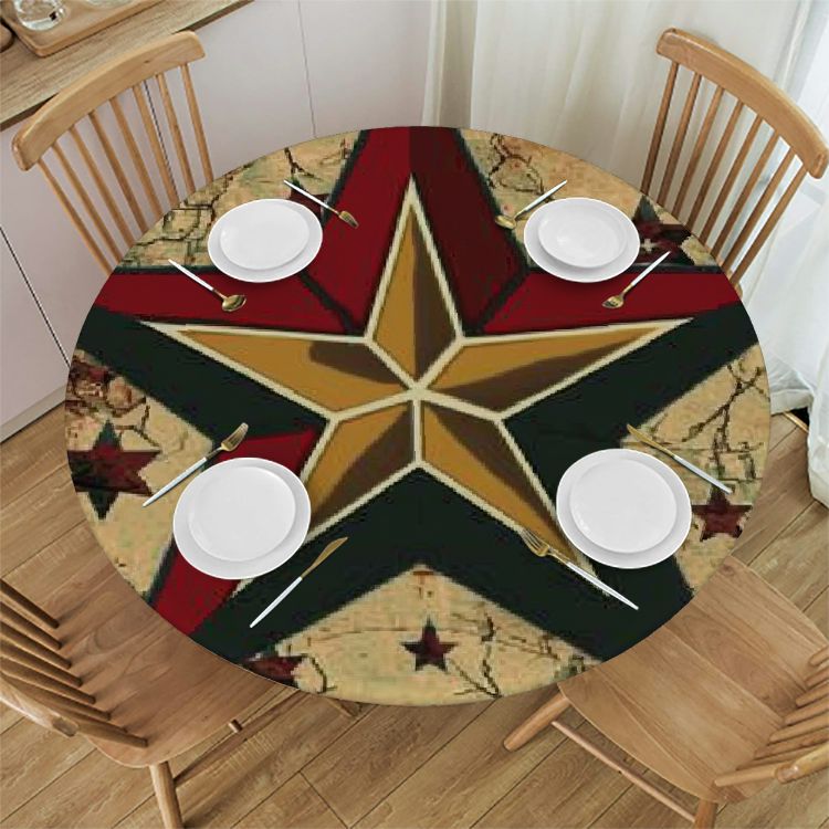 Cbxzyzzc Western Texas Star Tablecloth Round Rustic Stars on Vintage