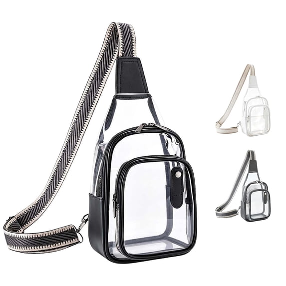 Cbzote Clear Transparent Sling Crossbody Bag, Sleek Modern See Through Chest Daypack with Adjustable Wide Strap, Lightweight Carry Pouch for Travel Concerts Outdoor Events and Everyday Casual Use