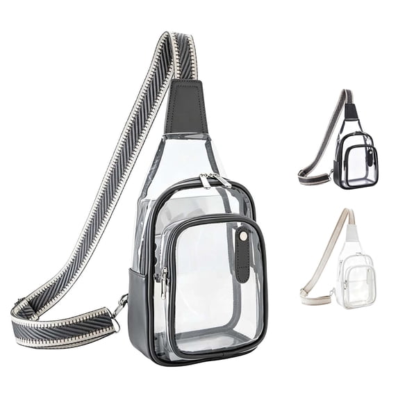 Cbzote Clear Transparent Sling Crossbody Bag, Sleek Modern See Through Chest Daypack with Adjustable Wide Strap, Lightweight Carry Pouch for Travel Concerts Outdoor Events and Everyday Casual Use
