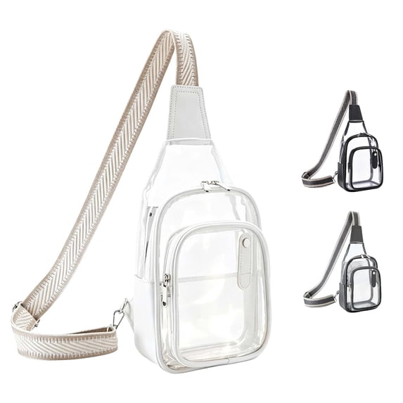 Cbzote Clear Transparent Sling Crossbody Bag, Sleek Modern See Through Chest Daypack with Adjustable Wide Strap, Lightweight Carry Pouch for Travel Concerts Outdoor Events and Everyday Casual Use
