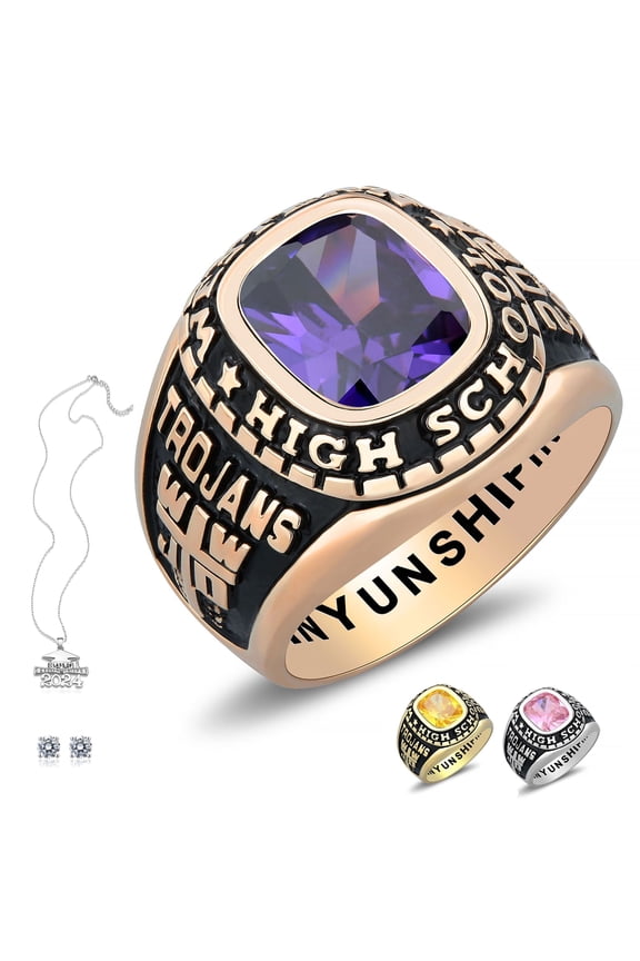 Cccjcinata sterling silver Graduation ring for men high school -Personalized customizable-men's class ring college rings