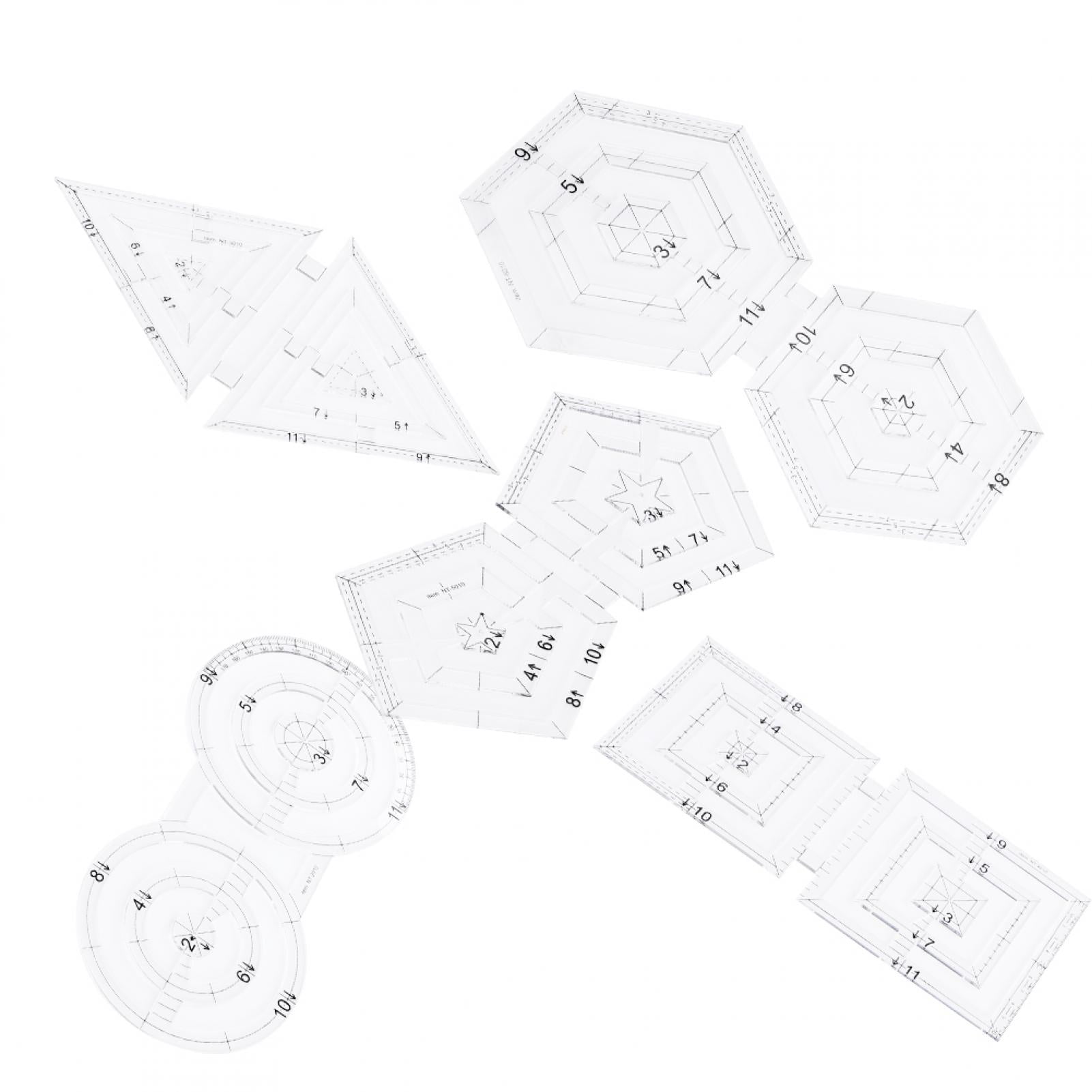 Ccdes 5Pcs Patch‑Work Ruler Set, Acrylic Double Round Pentagon Hex ...