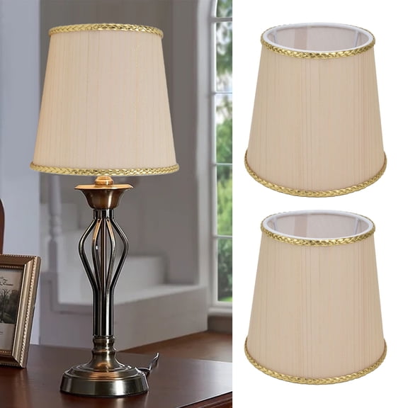 Ccdes 6.69 Inches Mavis Laven 2PCS Beige Fabric Table Lamp Shade for E14 Table, 13.8 oz