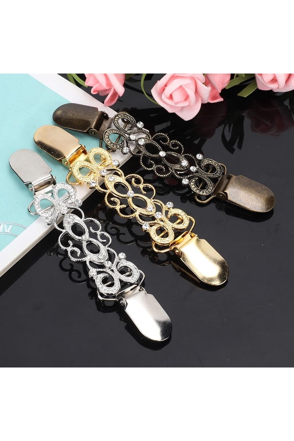 Blouse Clip,3pcs Hollow Flower Pattern Cardigan Clip Brooch for Women Sweater Blouse Shawl , Sweater Clip