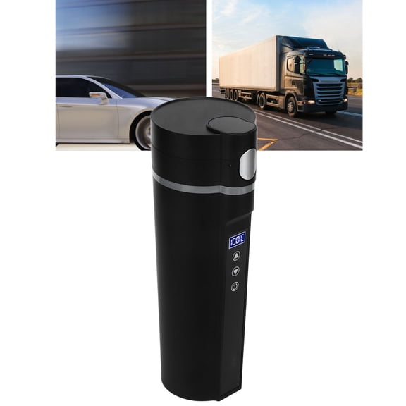 Ccdes Electric Heated Travel Mug 450ml, Stainless Steel, Smart Temperature Control, Black