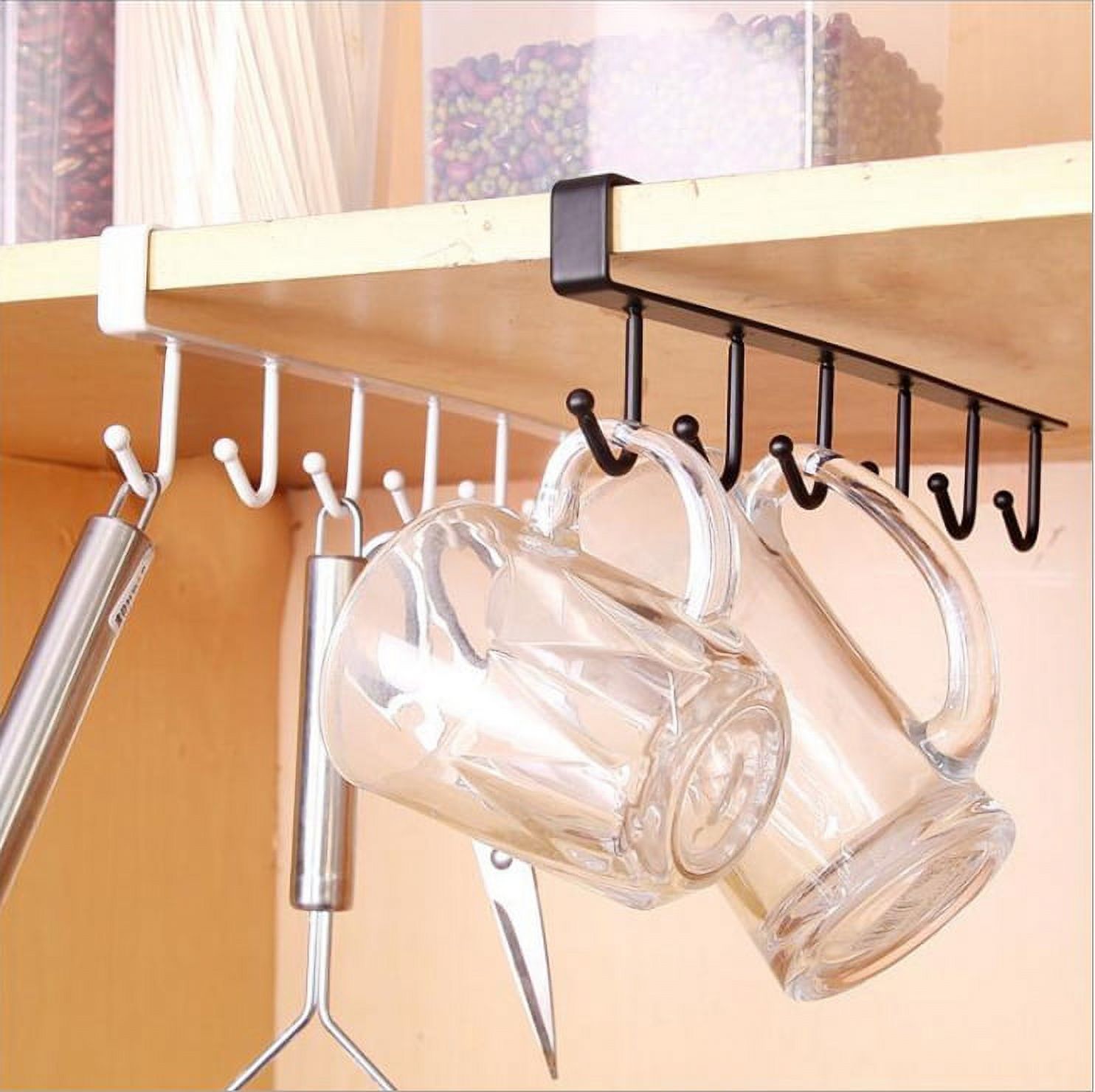 Ccdes Kitchen Storage Rack Cup Holder Cupboard Shelf Hanging Hooks ...