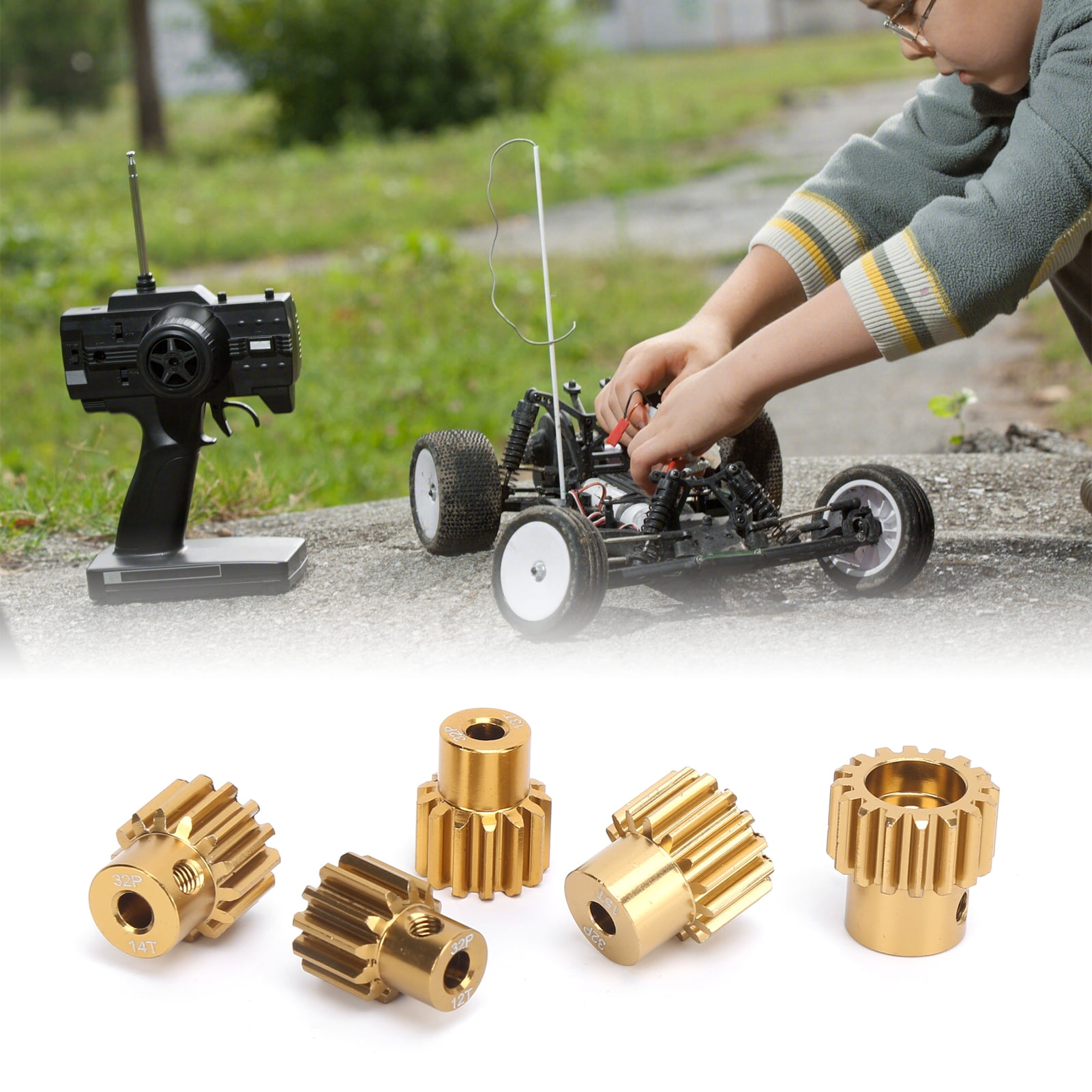 Ccdes Motor Pinion Gears Set For 1/10 RC Car,5pcs 32P Pinion Gear Set 12T 13T 14T 15T 16T 3
