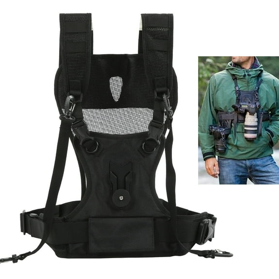 Ccdes Multi Carrier Chest Harness,Dual Camera Strap,Dual Camera Strap Nylon Durable Comfortable Breathable Adjustable Multi Carrier Chest Harness