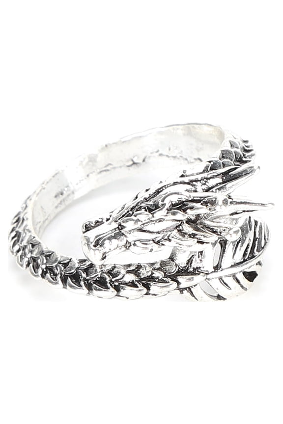 Vintage Rings,Adjustable Open Ring,Vintage Punk Rings Alloy Adjustable Dragon Design Cool Antique Silver Rings for Men