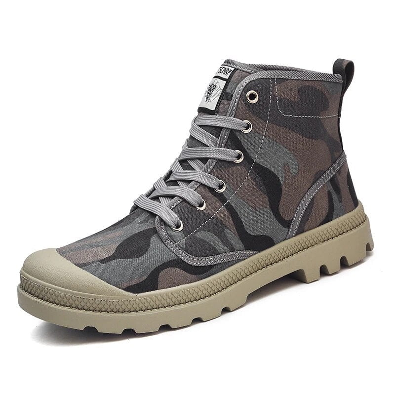 【 JEANS】CHIRS CANVAS COMBAT BOOTS CcharmiX Men Canvas Boots Army Combat Style Fashion High-top