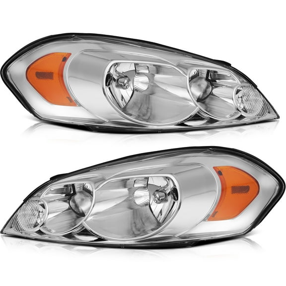Cciyu OE-Style Chrome Housing + Clear Lens fits Chevy Impala Limited, Monte Carlo, 2 Pack