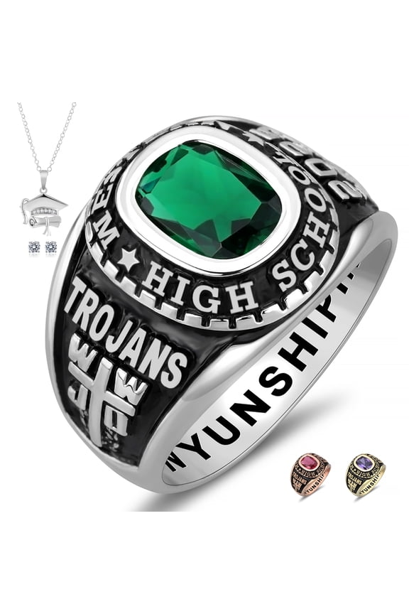 Fully Personalized Customized class rings Sterling Silver High School Class Rings and College Class Ring for women Classic Collection