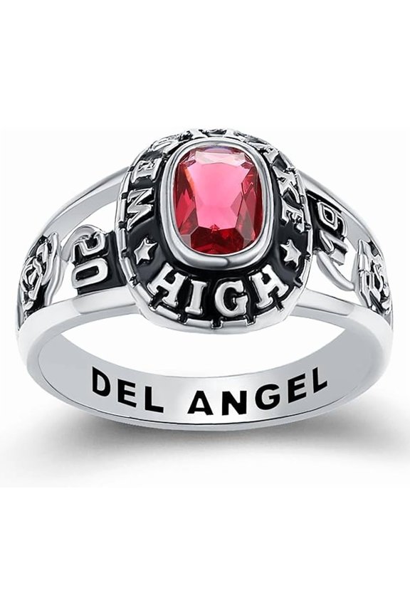 Custom Class Rings Fully Personalized Class Rings for Women Sterling Silver Rings Class Rings for Women High School Birthstone Graduation Rings of 2024 Size 5-15