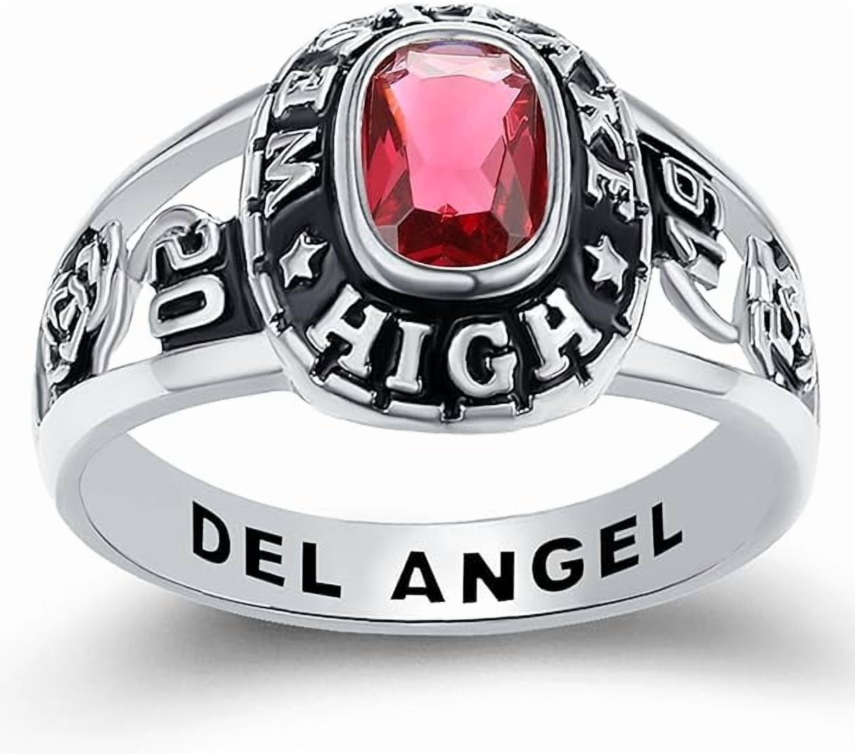 CCJCINATA Custom Class Rings Fully Personalized Class Rings for Women Sterling Silver Rings Class Rings for Women High School Birthstone Graduation Rings of 2024 Size 5-15