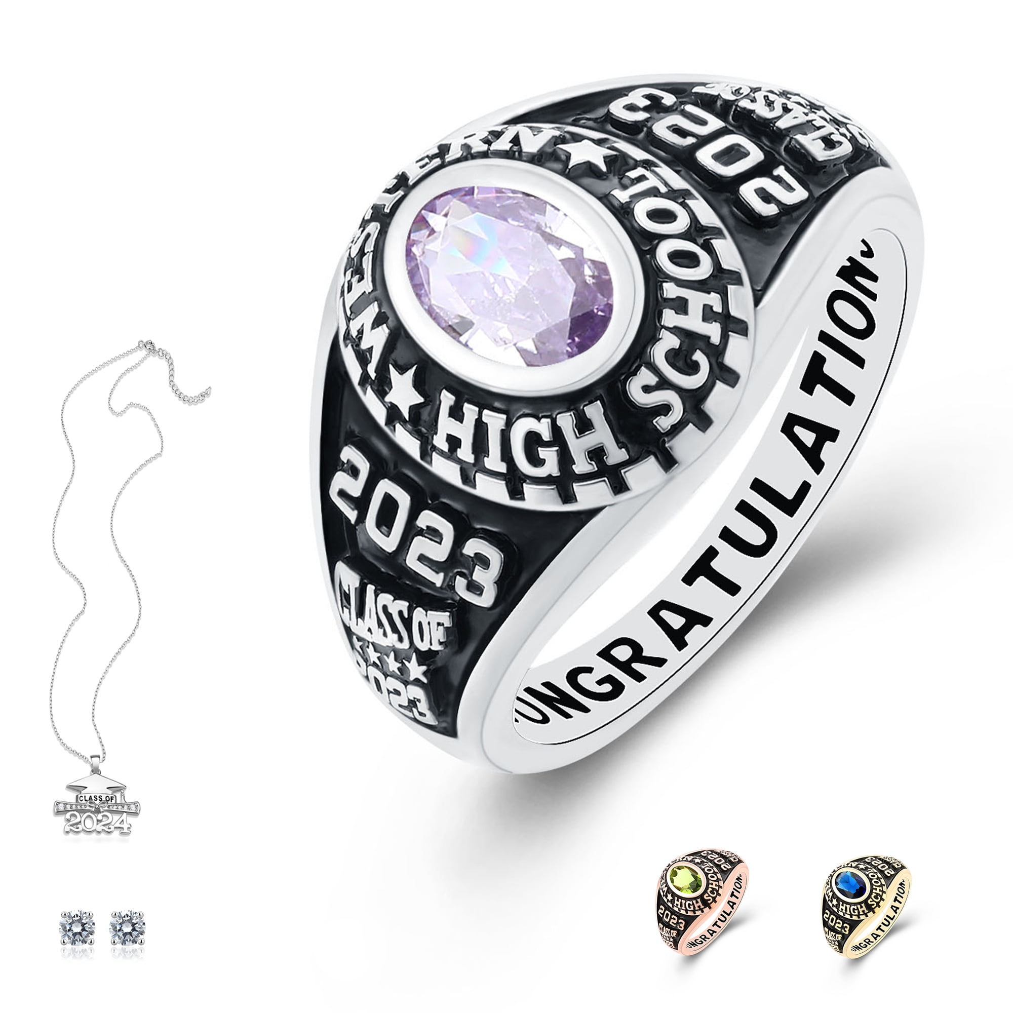 Silver graduation rings clearance