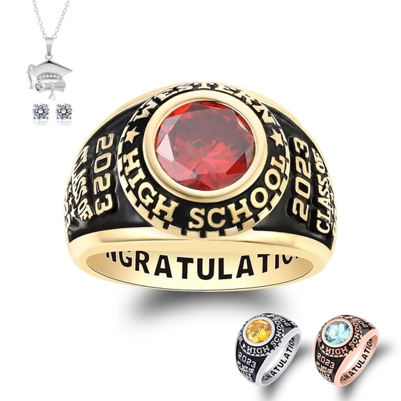 Ccjcinata Customized High School and College Class Ring pride ring graduation rings Classic Collection Fully Personalized Keepsake Box Included