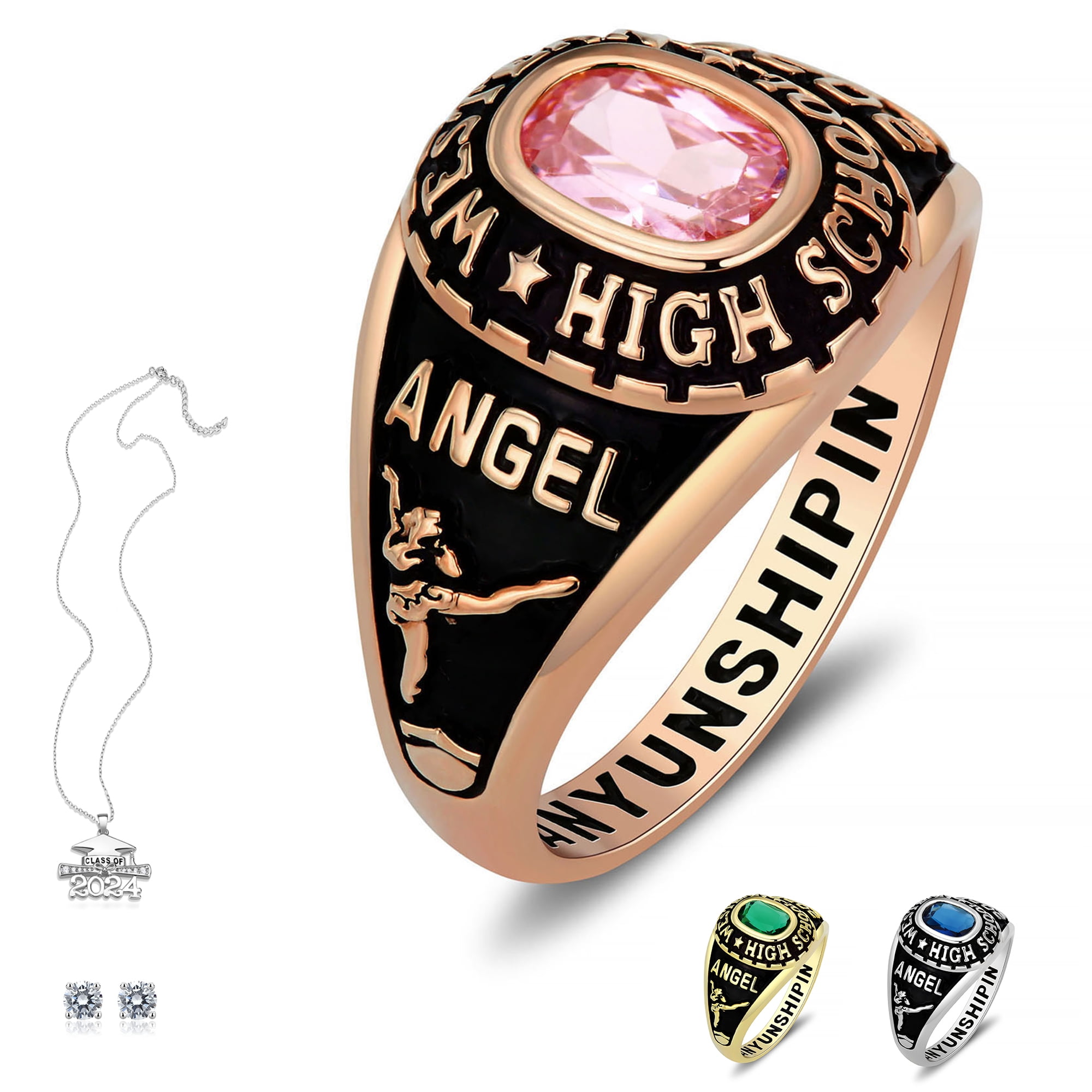 Ccjcinata Customized Sterling Silver High School and College Class Ring ...