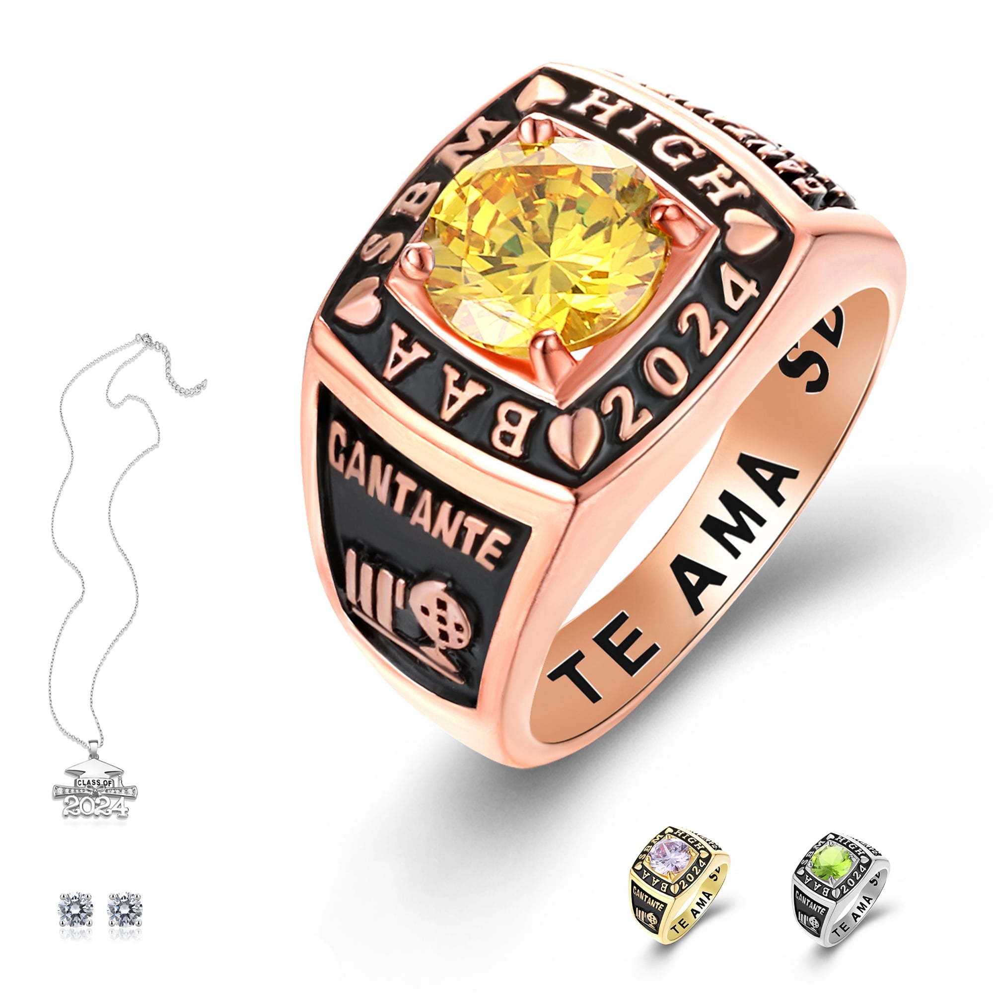 Ccjcinata Customized Sterling Silver Men’s High School and College ...