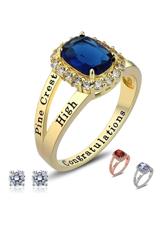 Fully Personalized Customized Womens (Ladies) High School Class Ring