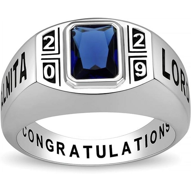 Ccjcinata Fully Personalized Customized class rings Sterling Silver Men