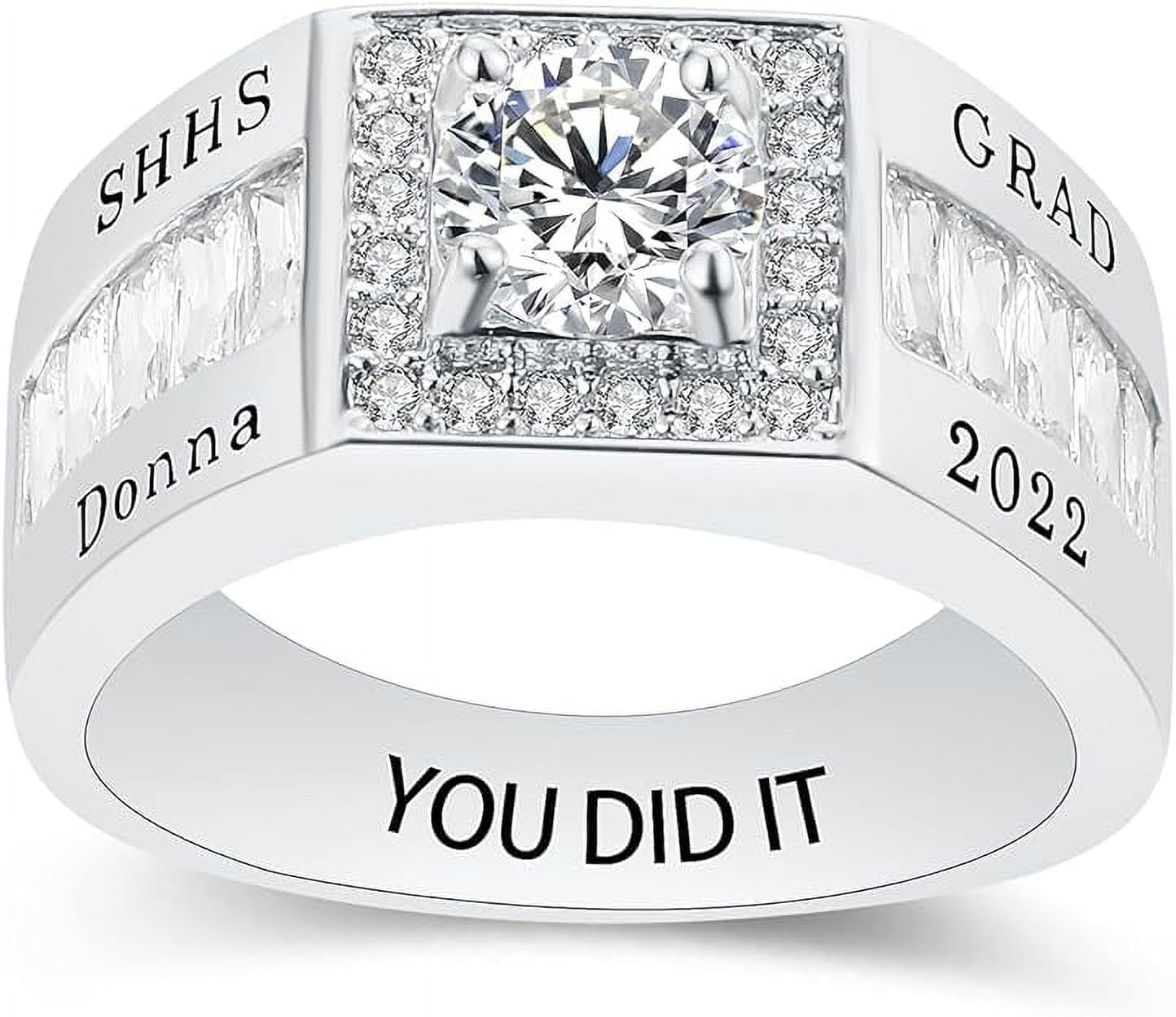 Ccjcinata Fully Personalized Customized class rings Sterling Silver Men ...