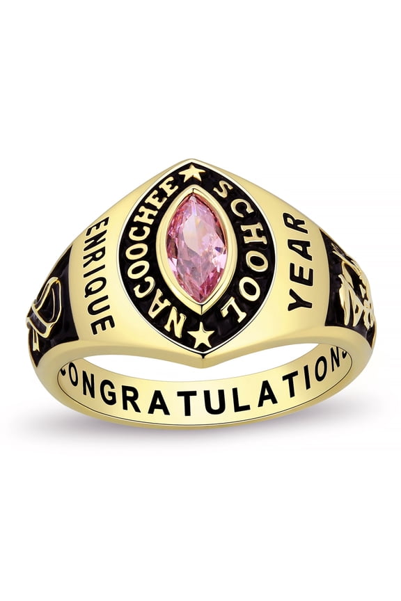 Fully Personalized Customized class rings Sterling Silver Women's High School Class Rings and College Class Ring Classic Collection (Sterling Silver - Gold Plated)