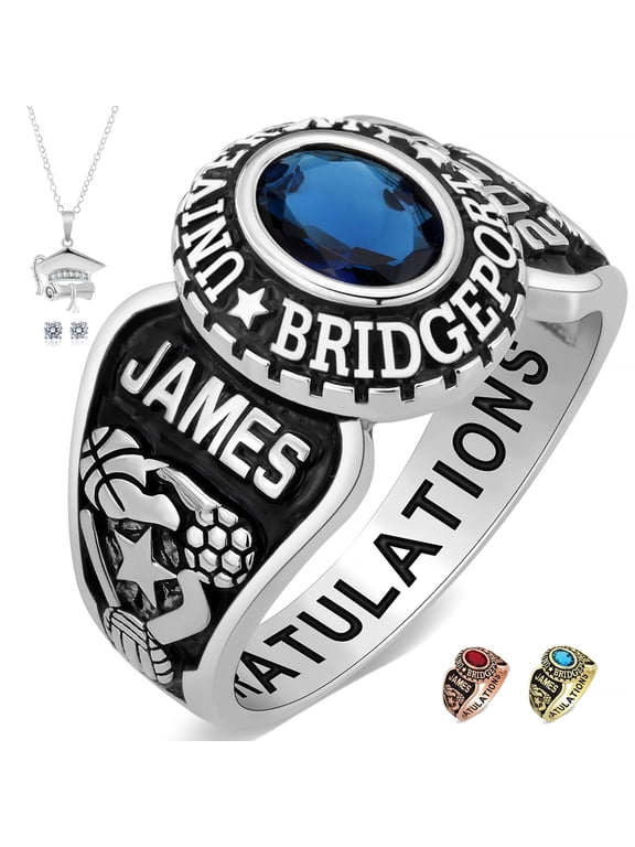 Fully Personalized Customized class rings Women's High School and College Class Ring Classic Collection
