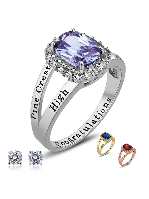 Fully Personalized Customized Womens (Ladies) High School Class Ring