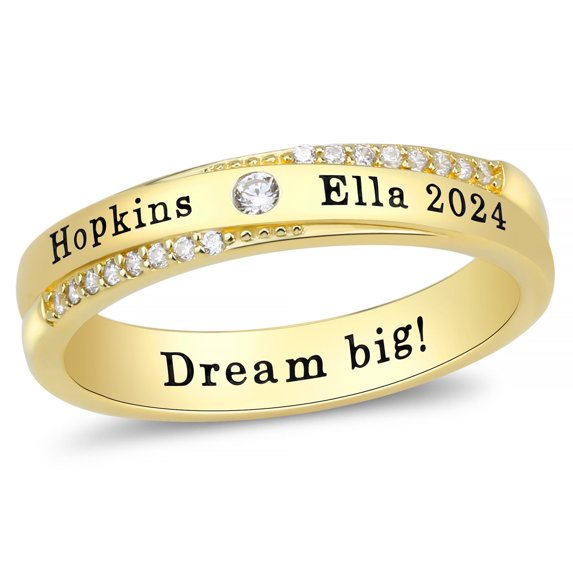 Ccjcinata Sterling Silver women's high school class rings-graduation class rings for women 2023-class rings for women high school customizable (Sterling Silver - Gold Plated)
