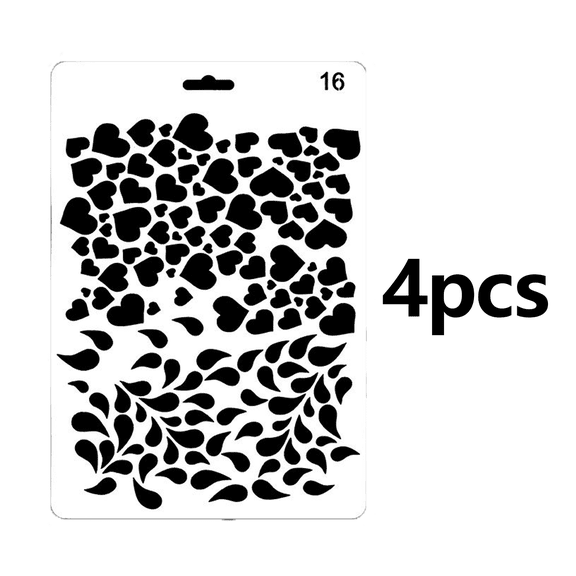 Ccocc 4 Pcs Journal Stencils Clear Outline Stencils Easy Customization Stencil Template Multi-Purpose