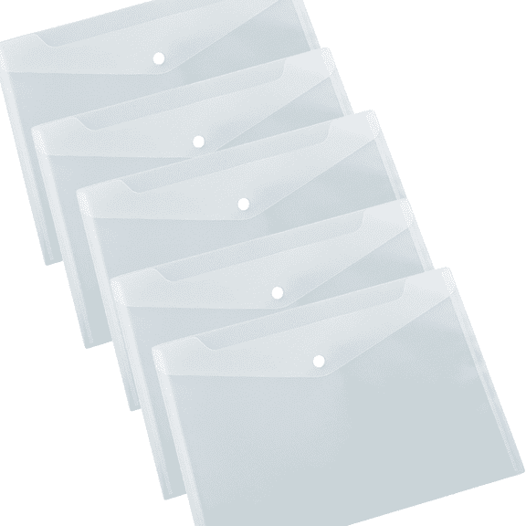 Ccocc 5 Pieces File Folders with Snap Closure,A4 Folders for Document Storage,Transparent PP File Organizer