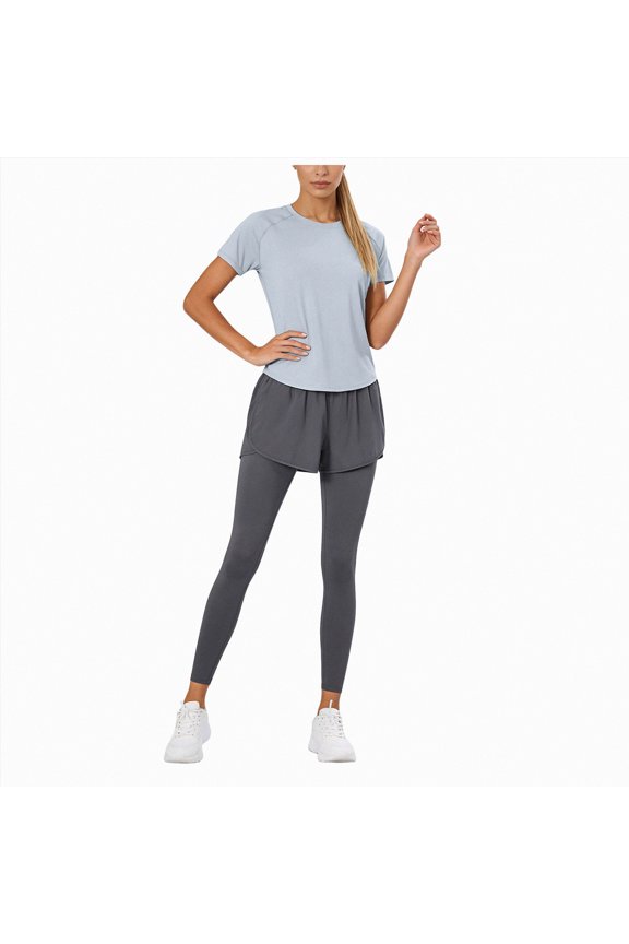 2 Piece Workout Sets for Women High Waisted Legging Tummy Control Yoga Sports Clothes(Blue,M)